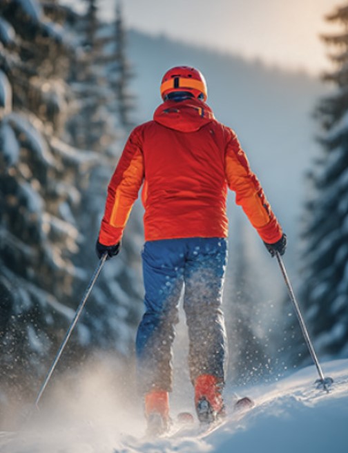 Skier on a snowy mountain slope